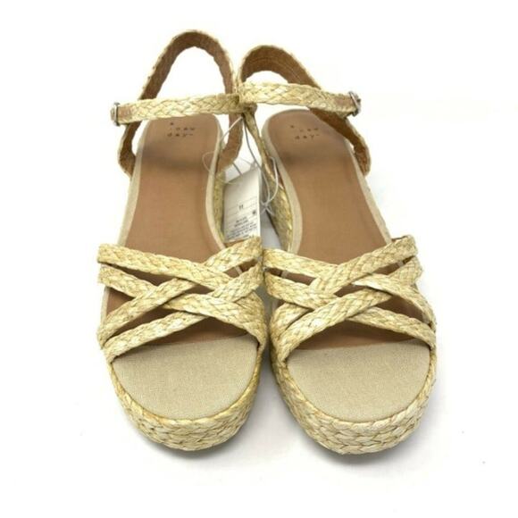 A New Day Luisa Natural Woven Straw Wedge Sandals Strappy Women's Size 11 - Picture 5 of 7